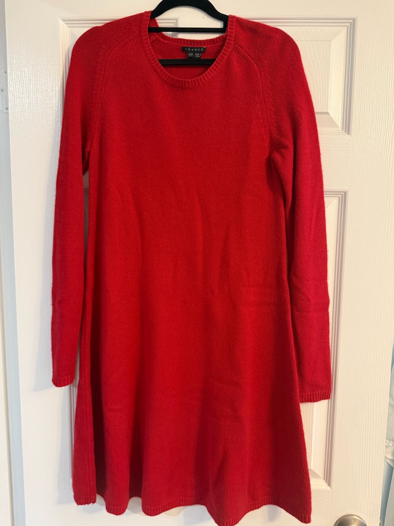 Women’s Theory 100% Cashmere Long Sleeve Dress - Red